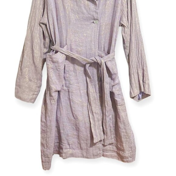 Raquel Allegra Trench Coat in Lilac Metallic, Size 2/M New with tag - Picture 7 of 16